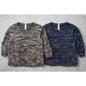 NY Collection Sweater Bundle Womens 2X Multicolor Knit V Neck Pullover Set